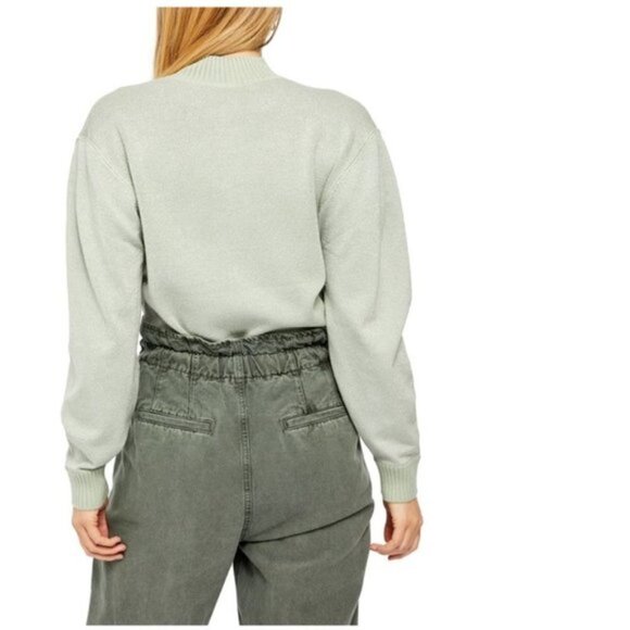 NWT Free People Starry Night Gray Metallic Silver Sparkle Sweater Sz. M - Picture 3 of 6